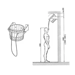 Buitendouche Kantelemmer 18L Cederhout -Hayward Verkoop Buitendouche kantelemmer installatie afmetingen