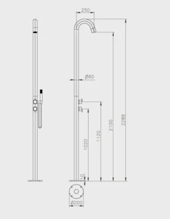 Ideal Sylt Tuindouche -Hayward Verkoop Ideal Sylt tuindouche technische tekening